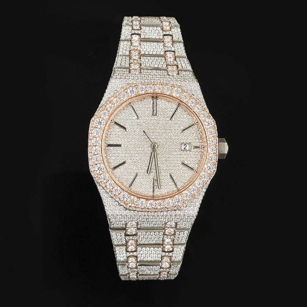 Luxury mirando completamente reloj helado para hombres mujer top artesanía única y caro diamante de mosang 1 1 5a relojes para hip hop industrial lujo 7684