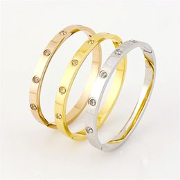 Bracelets de luxe mode manchette bracelet hommes femmes simples diamants pierre boucle en acier inoxydable bijoux fête cadeau de mariage argent or amoureux bracelets designers