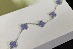 Bracelet de charme de trèfle d'amour de luxe avec dinde de diamant de pierre violette claire