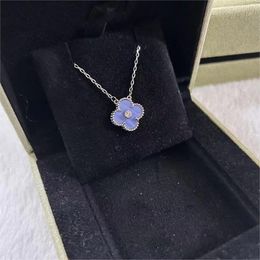 Colliers de luxe avec pendentif en forme de trèfle d'amour pour femmes, pierre violet clair, diamant, goth, Sailormoon, sœur, moissanite, chaîne ras du cou, bijoux