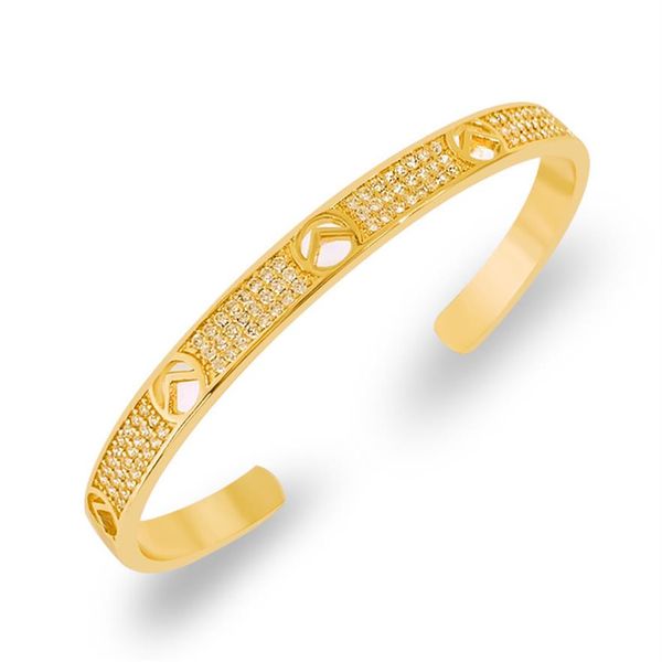 Amor de lujo pulsera de brazalete de diamantes completo pulseras de mujer diamantes de oro de 18 quilates Braclet joyería de moda estilo abierto regalo del día de San Valentín f269x