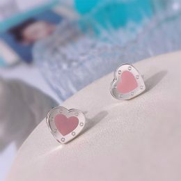 Luxury Love Heart Designer Boucles d'oreilles pour les femmes en acier inoxydable argenté Oorbellen Aretes Brincos Beau coeurs de rose doux et boucles d'oreille boucles d'oreille Bouilles