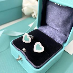 Luxury Love Heart Designer Boucles d'oreilles pour les femmes en acier inoxydable argenté Oorbellen Aretes Brincos Beautiful Sweet Rose Blue coeurs Boucle d'oreilles Boucle d'oreille Bouilles d'oreille Bijoux Cadeau