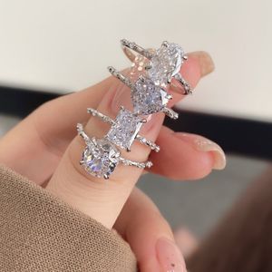 Amour éternel Wed Heart Ring Designer pour femme réel 925 en argent sterling bijoux de luxe 8A zircone cubique rond ovale diamant fiançailles de mariage bagues pour femmes boîte-cadeau