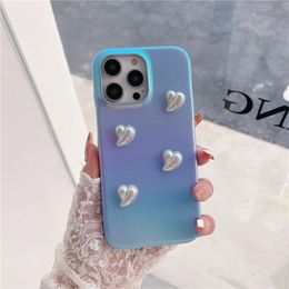 Luxe liefde hart Vogue telefoonhoesje voor iPhone 14 13 12 11 Pro Max duurzame slanke volledig beschermende zachte bumper gradiënt kleur lederen achterkant schokbestendig