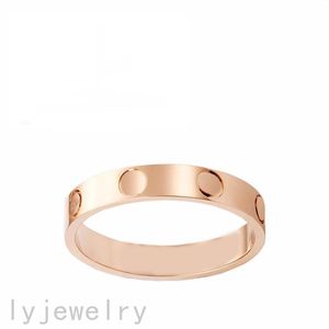 Bague d'amour de luxe bague de mariage femme plaqué or anneaux argent rose or couleur couple 4mm bagues de fiançailles simple sans décoloration bijoux à la mode modernes