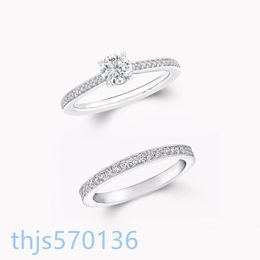 Anillos de amor de lujo Anillo de diamantes de imitación Anillos de pareja de diseñador Tamaño 6-7-8 Anillo brillante elegante de alta gama con anillo dorado de diamantes completo para anillo de bodas de pareja.