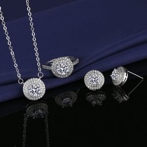 Luxe Lovers Lab Diamanten Sieraden Set 925 Sterling Zilver Party Trouwringen Oorbellen Ketting voor Vrouwen Moissanite Sieraden