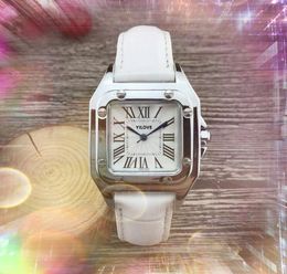 Amoureux de luxe Femmes Carré Montre Romaine Bracelet Mouvement À Quartz Populaire Ceinture En Cuir Bonne Série De Réservoirs En Verre Renforcé Minéral Montres Cadeau De Noël Saint Valentin