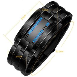 Montre-bracelet de luxe amoureux étanche hommes femmes acier inoxydable bleu binaire lumineux LED affichage électronique Sport montres mode