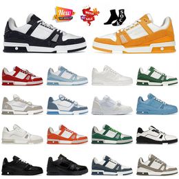 Luxe Low OG Original Calfskin Blanc Noir Designer Casual Chaussures En Gros Baskets Superpositions Virgil Trainer Cuir Vert Orange Beige Mocassins Femmes Hommes