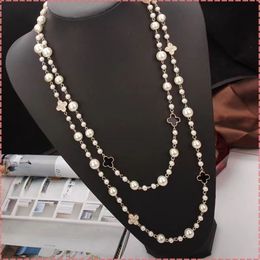 luxe le plus bas femmes dames femmes punk bohême deux couches longues perles chaîne collier chandail colliers chandail chaînes