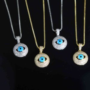 Collier pendentif porte-bonheur turc mauvais œil de luxe, Micro pavé de zircone cubique, chaîne en corde, amulette œil grec bleu, bijoux pour femmes