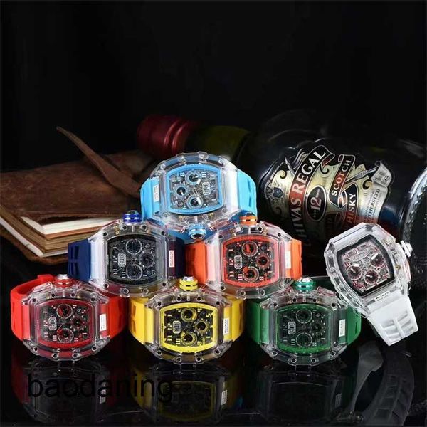 Lujo Lujo RicharMill Reloj Relojes profesionales Relojes para hombre Soul Top Factory Relojes de pulsera Esfera negra Pvd Hora Día Reloj de cuarzo mecánico Rubbe negro Fábrica suiza bbr