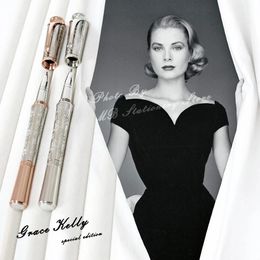 Luxe M Grace Kelly violet foncé stylo à bille roller cadeau avec forme de larme diamant pierre pince écriture lisse 240325