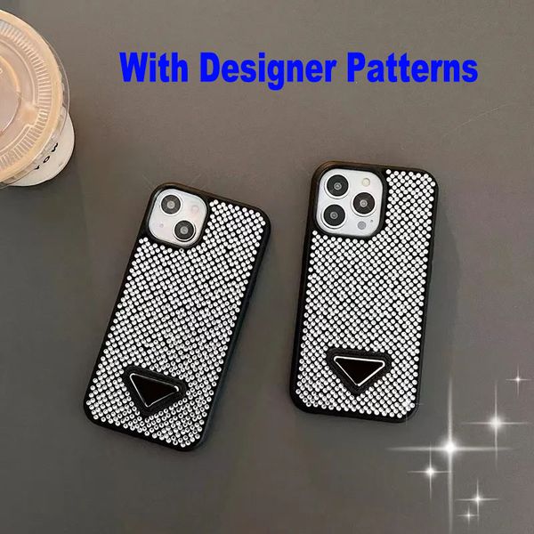 Luxe Macaron Triangle P Designer Téléphone Cas pour iPhone 14 14pro 14plus 13 13pro 12 Pro Max 12pro Bling Glitter Strass En Plastique Diamant Cas De Mode IP14 Couverture