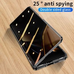 Luxe magnetische aluminium legering anti-spy vogue telefoonhoesje voor Samsung Galaxy Folding Z FOLD4 5G duurzame volledige beschermende zachte bumper privé membraan metalen schaal