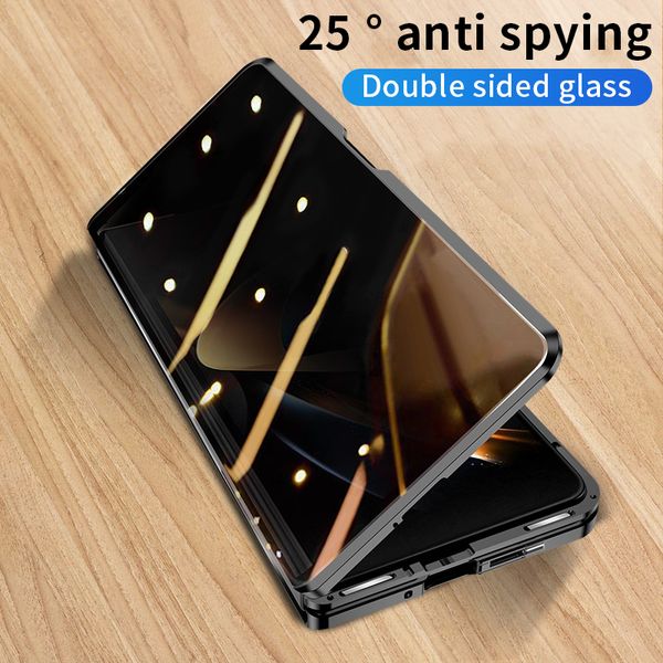 Coque de téléphone Vogue anti-espion en alliage d'aluminium magnétique de luxe pour Samsung Galaxy Folding Z Fold4 5G Coque en métal à membrane privée