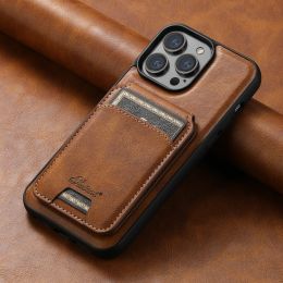 Luxury Magnetic Tard Sporter Leather 2 en 1 Case de teléfono para iPhone 15 14 13 12 Pro Max Samsung S 22 23 Ultra Plus Setrable Cover