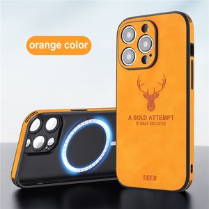 Luxe magnetisch hertenpatroon Vogue-telefoonhoes voor iPhone 14 13 12 11 Pro Max Duurzaam slank Volledig beschermend Zachte bumper Effen lederen hoes Ondersteuning Draadloos opladen