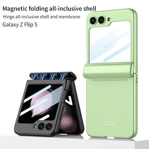 Luxe magnetisch scharnier Vogue telefoonhoesje voor Samsung Galaxy Z Opvouwbare Flip5 5G Stevig slank Volledig beschermend Effen kleur Hybride membraan Vouwschelp Schokbestendig