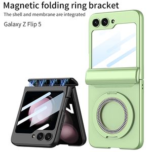 Coque de téléphone Vogue à membrane articulée magnétique de luxe pour Samsung Galaxy Folding Z Flip 5 5G, robuste, protection complète, film trempé, coque pliable prenant en charge le chargement sans fil