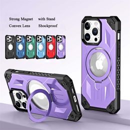 Soporte magnético de lujo a prueba de golpes Armor Phone Case para iPhone 11 13 12 14 Pro Max Samsung S23 S22 Ultra con soporte para anillo PC Hard Shell para Magsafe Wireless Charging Cover