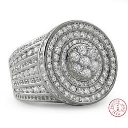 Lujo Majestic Sensation Pave set 240 Uds. Anillo de compromiso de Plata de Ley 925 con diamantes para mujer