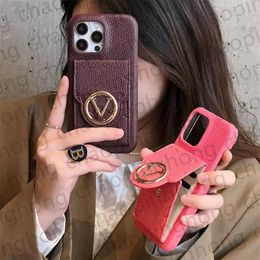 Miroir de maquillage de luxe, étui de téléphone de styliste pour iPhone 15 14 13 12 Pro Max, étui avec porte-cartes, pare-chocs de poche, monogramme 3D gaufré, couverture mobile