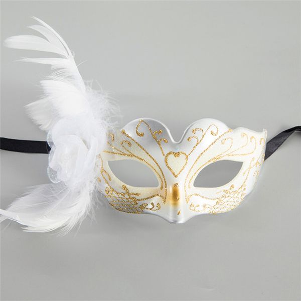 Máscara de lujo de la mascarada de la pluma del maquillaje para las mujeres Diseñador de los niños Máscara de la mitad de la cara Máscaras creativas de Mascherine 11H #