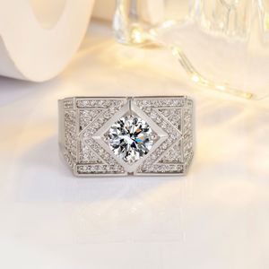 Luxe mannelijk lab Moissanite Diamond Ring 925 Sterling Silver Jewelry Betrokkenheid trouwringen voor mannen jubileumgeschenk