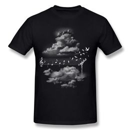 Camisetas de lujo para hombre, 100% de algodón con música que da alas, camiseta negra de manga corta con cuello redondo, camiseta de talla grande estampada en Tee-Shirts219M