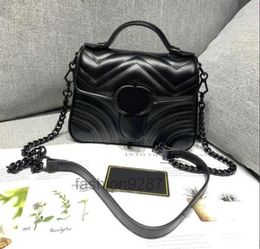 Bolso Marmont de lujo Love heart V Wave Pattern Satchel Shoulder Bag bolsos de cadena negros Crossbody Purse Lady Leather Tote Bags 7727-2 # 2022