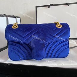 Marmont – sacs à bandoulière en velours moyen pour femmes, sacs classiques à chaîne en cuir suédé de styliste de 26cm