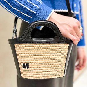 Luxe kleine stro totip tas raffia's ontwerper strandtas