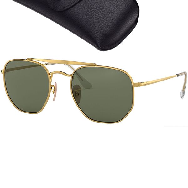 Lunettes de soleil carrées MARSHAL de luxe pour hommes et femmes, lentilles en verre véritable, lunettes de soleil à la mode avec étui en cuir et tout le paquet de vente au détail