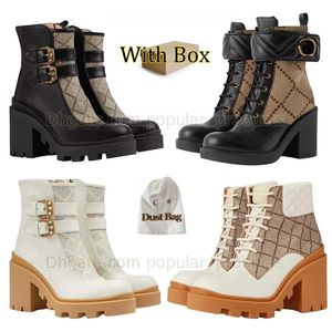 Luxe Martin Boot Desert Boot Hoge hak enkellaars Dames lederen laars Combat Boot Platform hak Rits Rubberen laars Veterlaars Vintage print Oxford schoen met doos