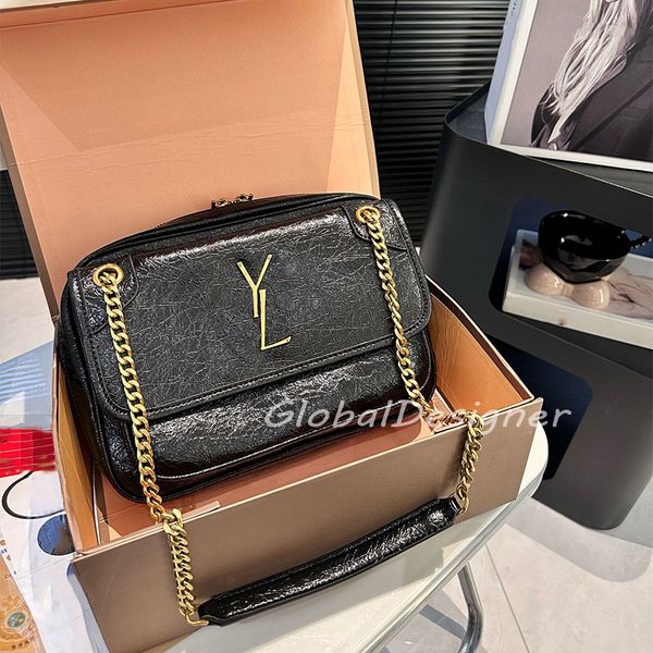 Luxury Massager Bag Designer Mujeres Bolsas de hombro de mujeres Lady Fashion Crossbody Bolsos de bolsos de envoltura Caja de regalo de cuero suave