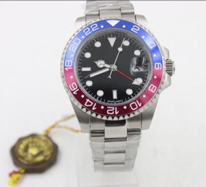 Hoogwaardige Master II 116710 Automatische Mechanische Horloge Blauw Rood Bezel Roestvrij staal Zilveren wijzerplaat Armband Heren