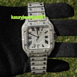 Luxe Mechanisch Roestvrij Stalen Horloge Volledige Diamond Iced Out 3atm Waterdicht Heren Hip Hop Designer Polshorloge Voor Origineel