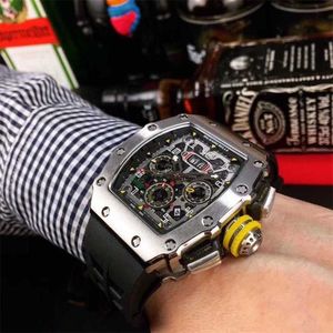 Montre mécanique de luxe Richar Mills Rm11-03 Mouvement automatique suisse Miroir saphir Bracelet de montre en caoutchouc importé AAM00