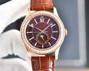 Luxe mechanische horloges voor mannen Diamonds Bezel Moonphase Automatische horloges