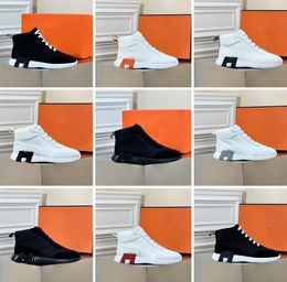 Luxe Heren 2023 Hoge Stuiterende Sneakers Kalfsleer Wit Zwart Lichtgewicht Rubberen Zool Lift Comfort Streep Skateboard Wandelen Maat 38-46