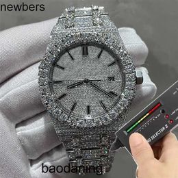 Hombres de lujo Ap Diamond Diamonds Watch Pass Test Movimiento de cuarzo VVS Iced Out Sapphire 2023 VVS Moissanite Prueba de plata automática Calidad superior 904L Acero inoxidable O