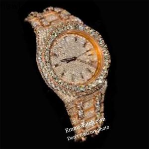 Montre de luxe pour hommes, diamants, diamants, test réussi, mouvement à quartz, vvs, saphir glacé, moissanite, Vvs 2023, type de montre, meilleure qualité, boîtier en or rose, test automatique