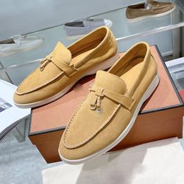 Hommes de luxe chaussures de sport mocassins bas en cuir suédé oxfords Loros mocassins Piana- été marche mocassin slip sur mocassin semelle en caoutchouc appartements avec boîte 36-47