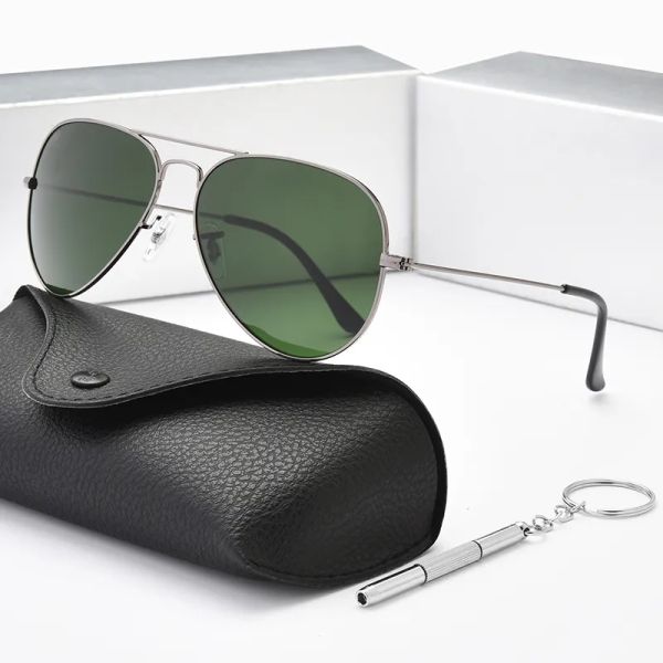 Gafas de sol clásicas de lujo para hombre y mujer, lentes de sol HD de diseño piloto para conducir, para pescar, protección contra rayos UV400, 3025