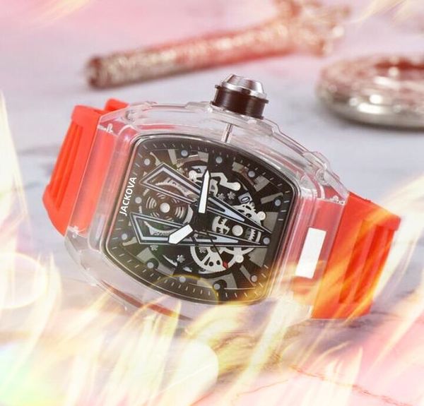 Luxe Hommes Designer Sport Montres 43mm Creux Squelette Cadran Montres Bracelet En Silicone Quartz Hommes Horloge usine montre de luxe
