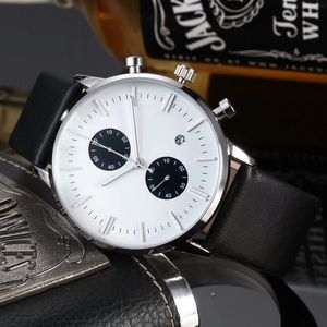 Casual hommes montres Top marque homme montres-bracelets petits cadrans travail bande de cuir mode montre à quartz pour hommes nouvel an cadeau montre de luxe