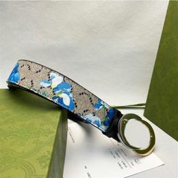 Hombres de lujo Diseñadores Cinturones con estampado azul Para mujer Para hombre Carta informal Lisa Cinturón con hebilla de oro grande Ancho de alta calidad 3 8 cm ERHRE2063